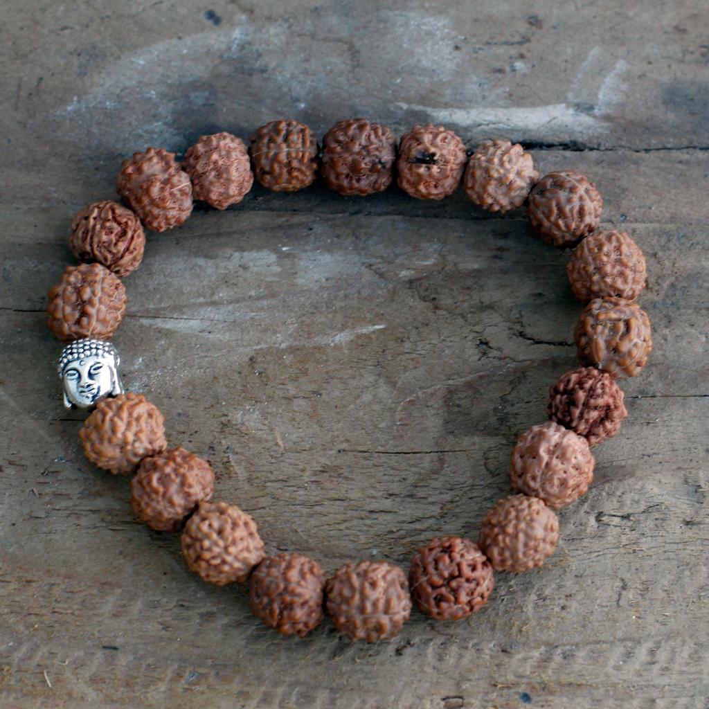 Rudraksha Buddha Mala Bracelet - Brown