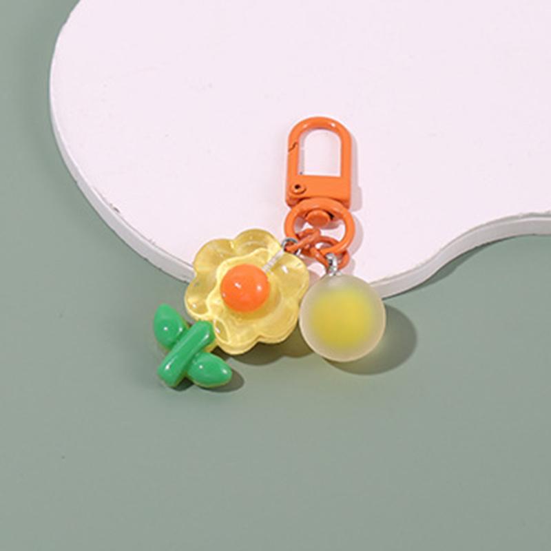 Cartoon Charm Bag Pendant Cute Flower Car Keychain Girl Gift Friendship Headphone Case Decoration Keyring Party Jewelry