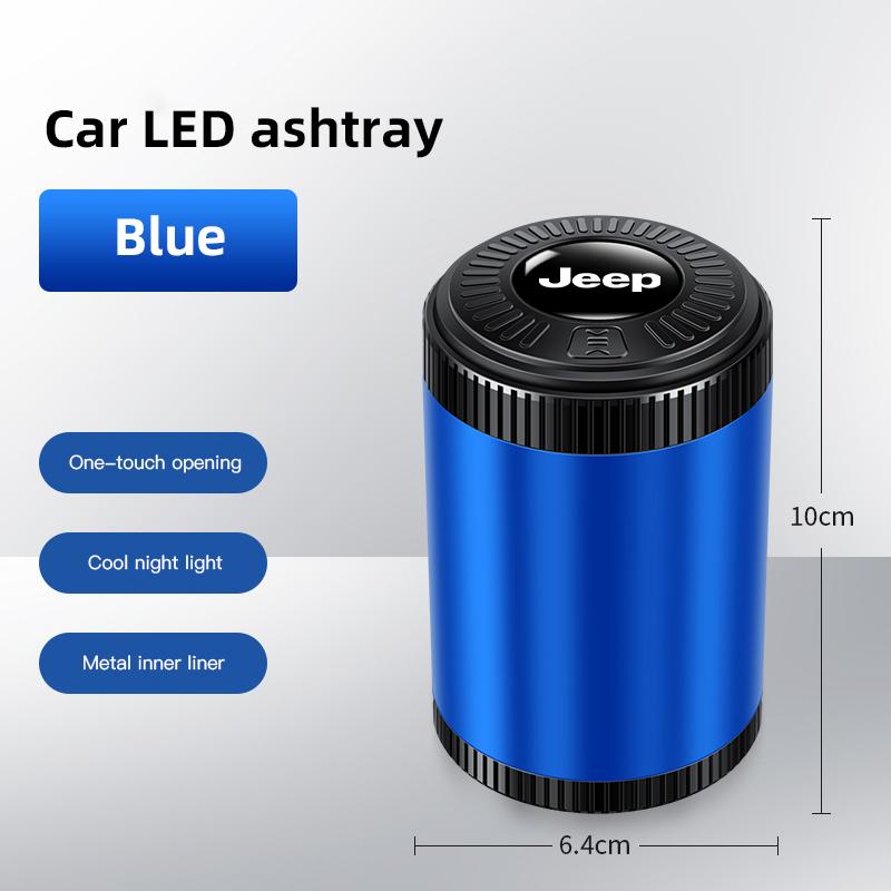 Car LED Ashtray Portable Cup Holder Accessories For Jeep Wrangler JL Renegade Grand Compass Gladiator Cherokee Patriot Willys MWGHF1