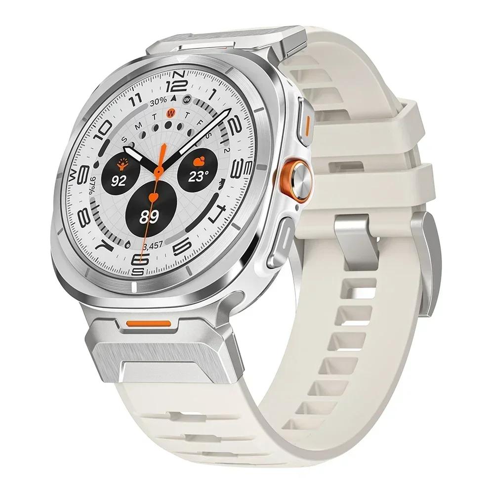 Stainless Steel Rubber Band for Samsung Galaxy Watch Ultra 47mm 2025 Soft Silicone Bracelet Men Strap for SAMSUNG ULTRA 7 Correa