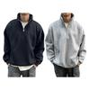 Men Fall Winter Sweatshirt Half-zipper Stand Collar Pure Color Loose Pullover Long Sleeves Casual Daily Streetwear Top