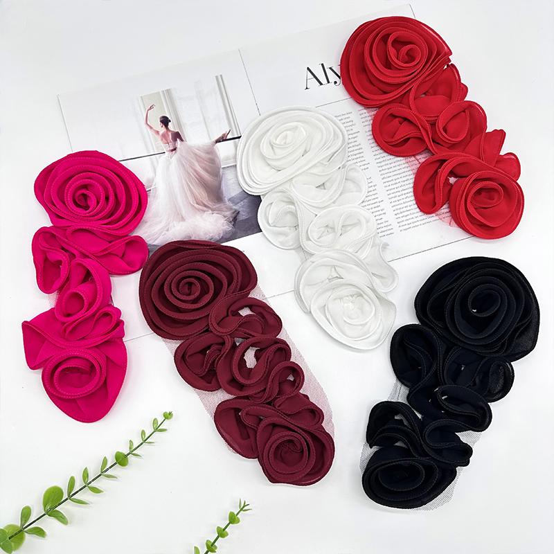 3D Floral Patch Decoration Handmade Flower Applique DIY Chest Flower Sewing Applique for Wedding Dress Clothing Accessories