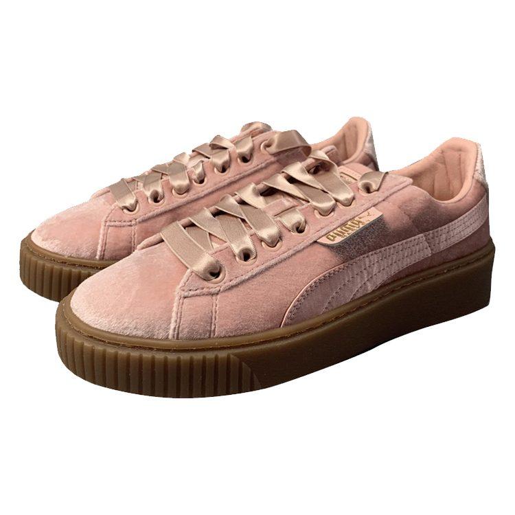 Puma Замшевые Платформы Розовые Скейтборд-Ботинки Розовые Женские 366721-02