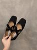 French Flat-soled Ballet Square Head Single Shoes Fairy Shoes 2025 New Spring and Autumn Mary Jane Evening Gentle Shoes