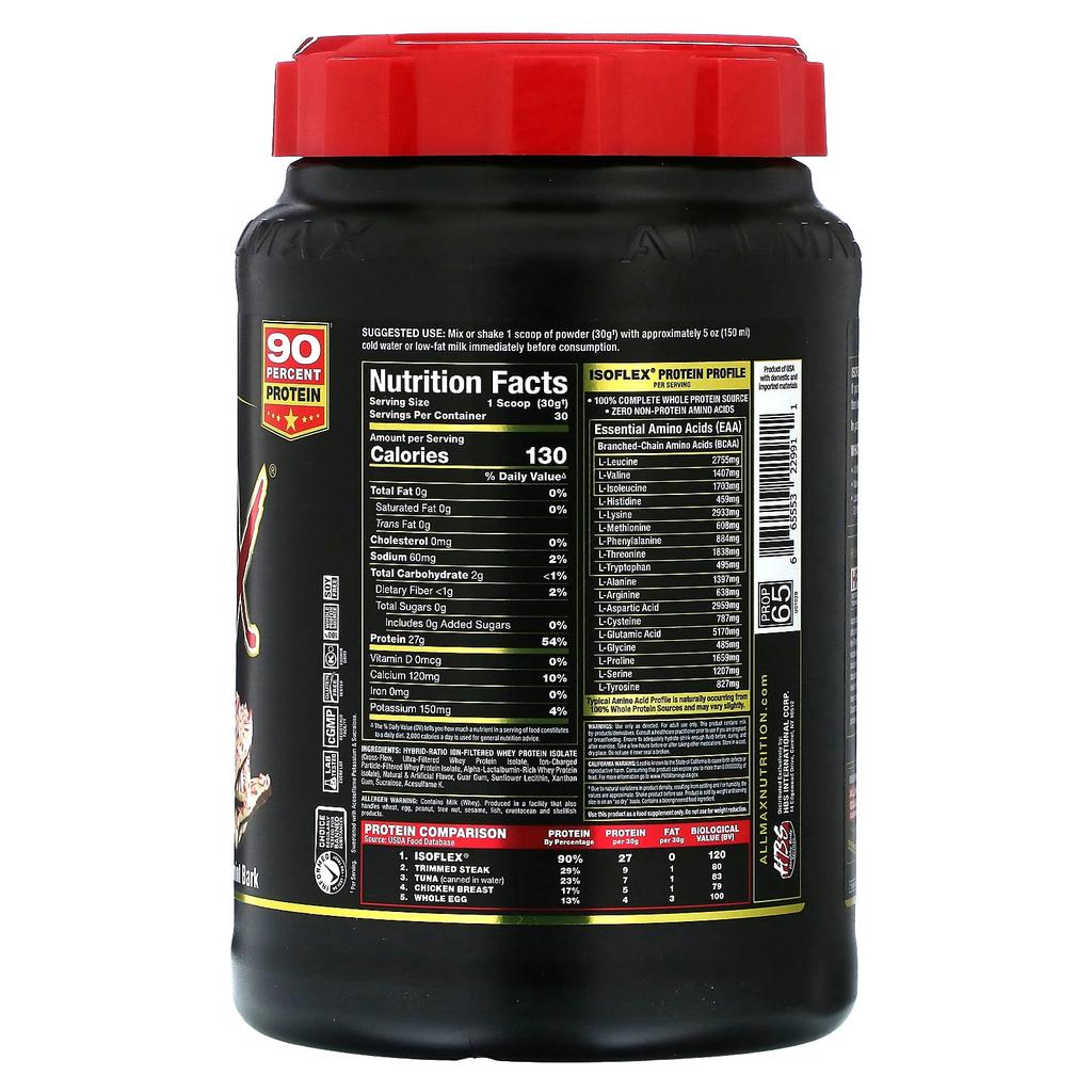 ALLMAX, Isoflex, Pure Whey Protein Isolate, Peppermint Bark, 2 Lbs (907 G)
