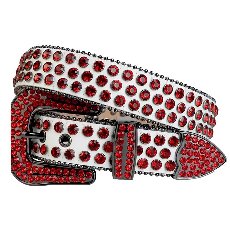 Women's Rhinestone Crystal Waist Belt for Jeans or Dress, European and American Style with Inlaid Rivets