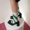 College Style Women Middle Tube Socks Japanese Cute Harajuku Hollow Out Breathable Stripes Vintage Streetwear Hosiery