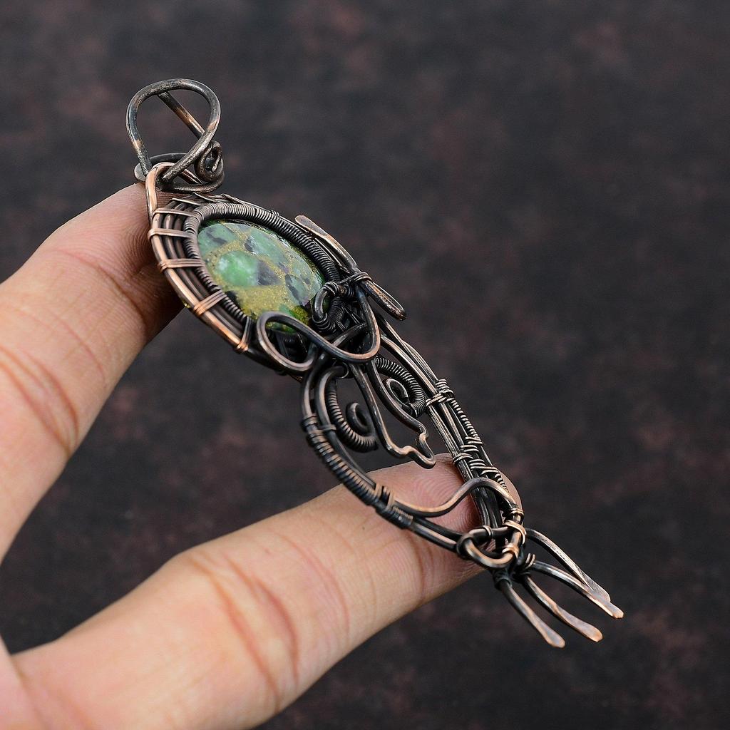 Copper Ruby Zoisite Pendant Copper Wire Wrapped Gemstone Pendant Copper Jewelry Brand New Pendant Handmade Wire Wrap Jewelry Gift For Women