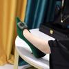 237-K83 банкетные женские туфли в европейском и американском стиле, тонкий каблук, средний каблук, мелкий вырез, острый носок, замша с утолщением, металлическая пряжка со стразами