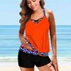 Women's Shoulder Strap Swimsuit Surrounding Patterns Print Bikini Tankini Swimsuit