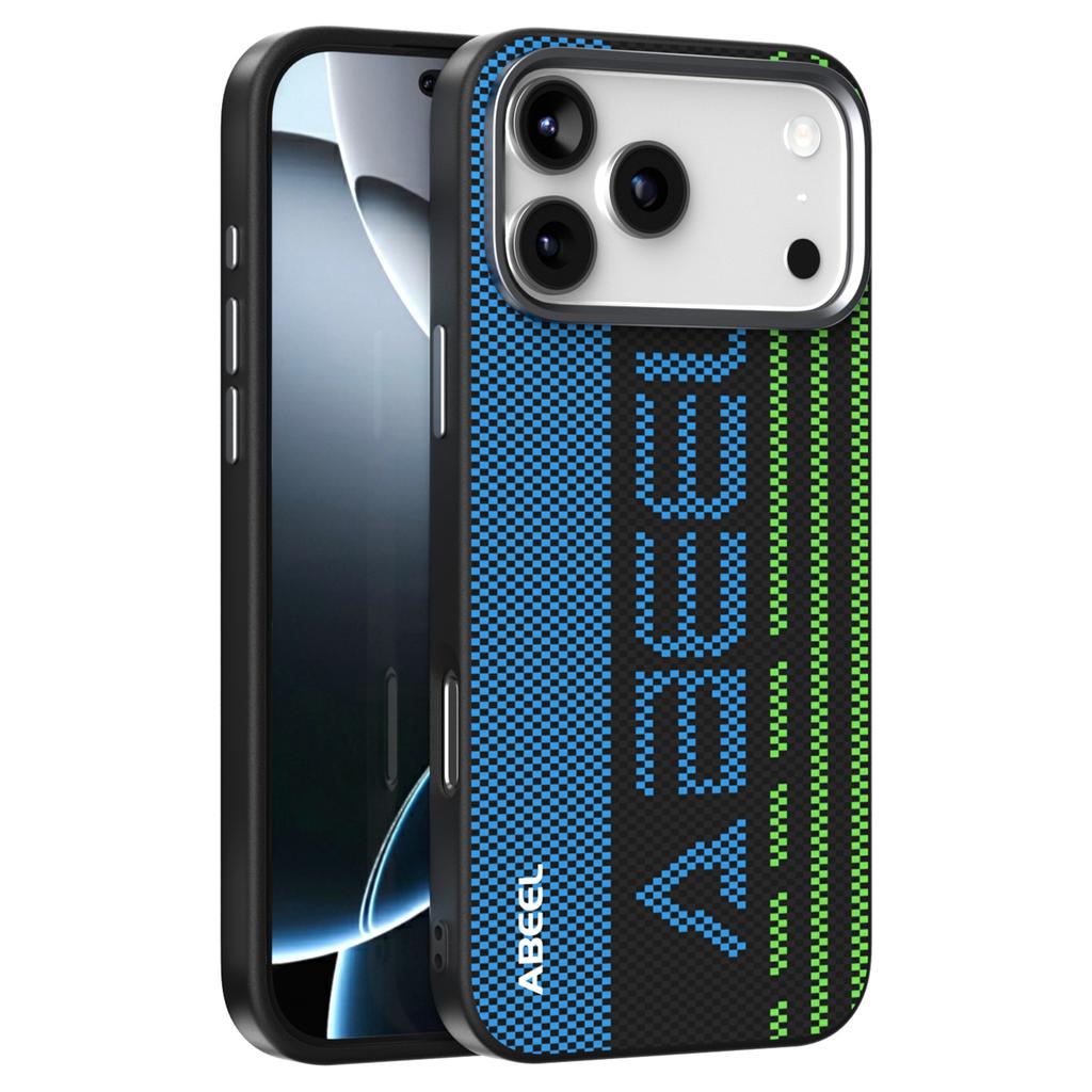 ABEEL For iPhone 17 Pro Case Compatible with MagSafe Printed PC TPU Aluminum Alloy Leather Phone Cover