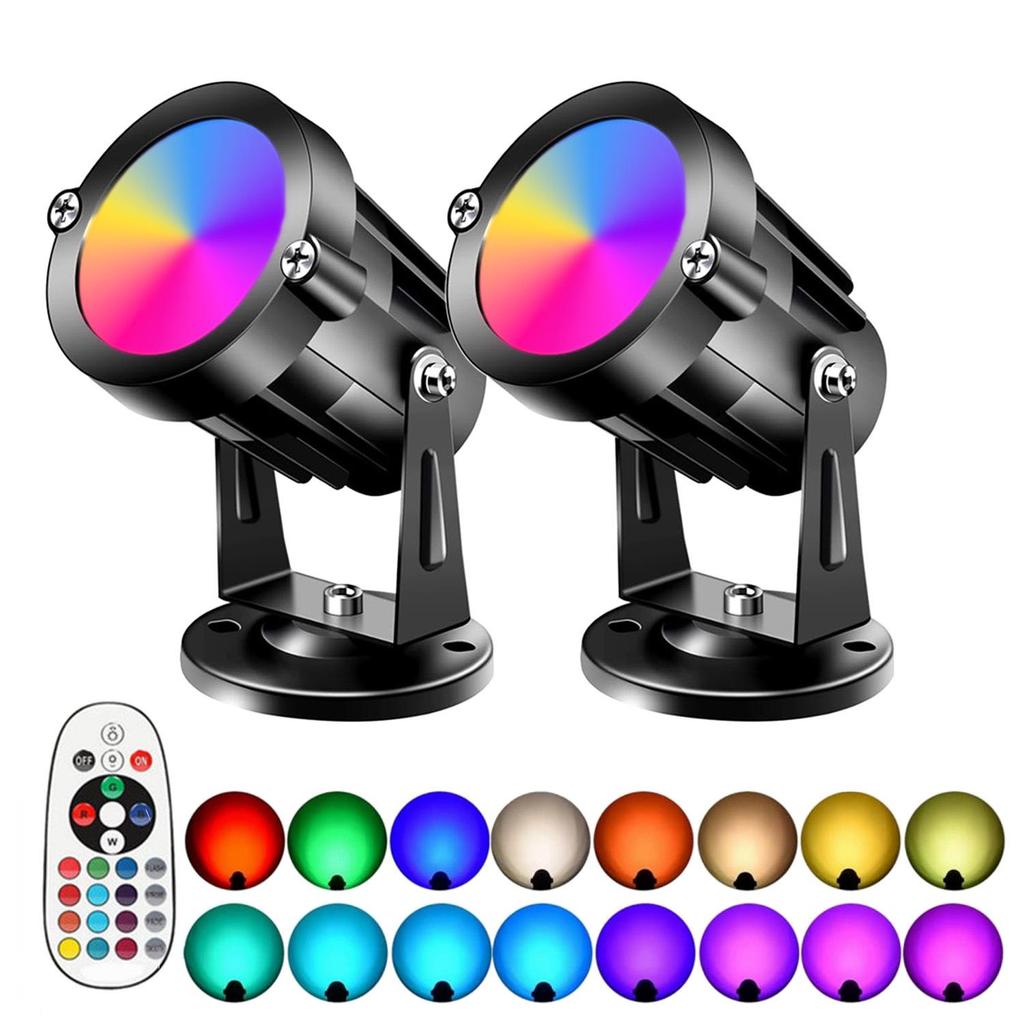 Газонный светильник RGBW: Управляемый пультом штекерный светильник для дворика, ландшафтной подсветки и настенной подсветки.