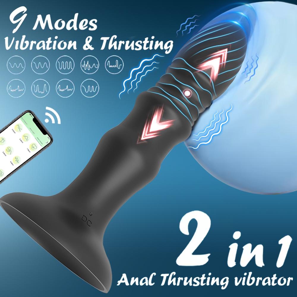 Толкающий массажер простаты анальный вибратор управление через приложение анальная пробка сильная присоска анальный дилдо мастурбатор секс-игрушки для пар