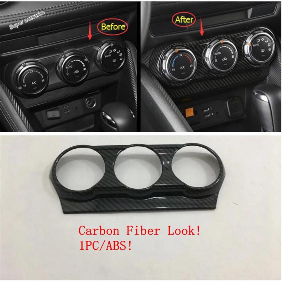 Carbon Fiber Texture Interior Modified Accessories Parts Air Condition AC Vent Outlet Cover Trim For Mazda 2 Demio 2015 -