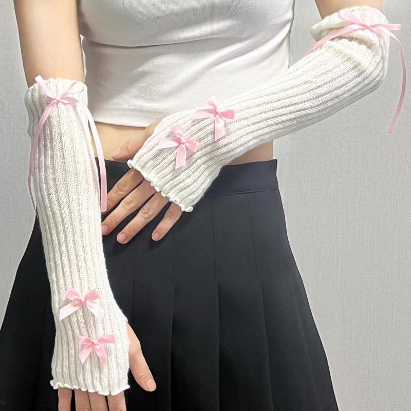 1 пара милых повседневных однотонных перчаток со звездами в стиле панк, длинные перчатки без пальцев для женщин и девочек, нарукавники в стиле Лолиты, подарки