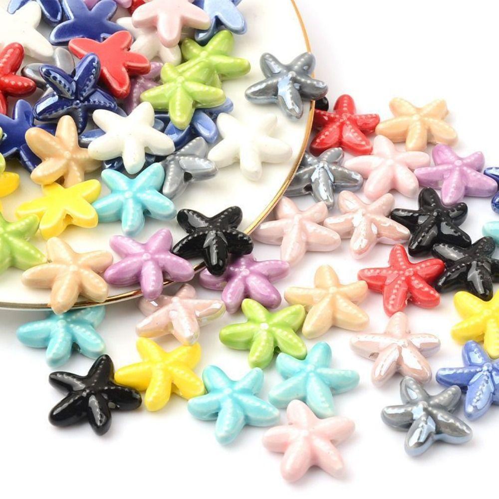 Starfish Shape Starfish Beads Ceramic Material Large Hole Beads Ceramic Beads Earrings Making