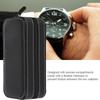 2Grids Portable Travel Watch Storage Box PU Leather Zipper Case Organizer Black