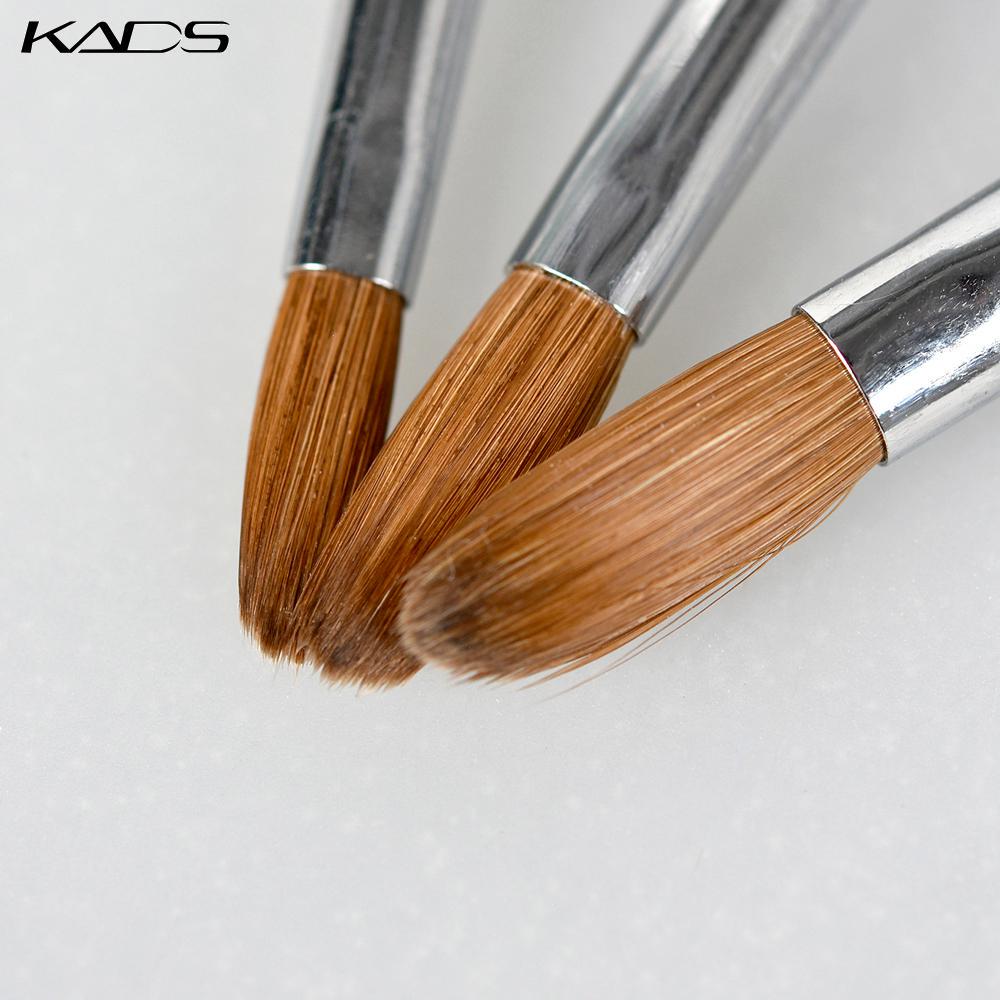 kads Акриловая кисть Kolinsky Sable, гофрированная УФ-поликисть для ногтей, гель-строитель, маникюр, плоская круглая головка, красное дерево, дизайн ногтей