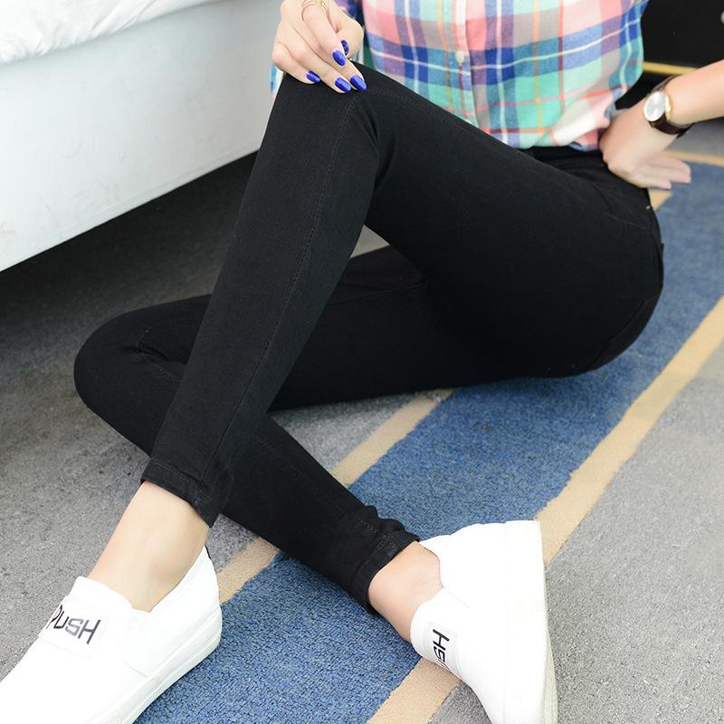 Модные тонкие маленькие джинсы с высокой талией, тонкие женские эластичные длинные брюки