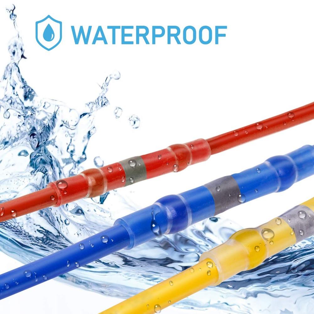 50-1200PCS Waterproof Solder Seal Wire Connectors Heat Shrink Butt Crimp Terminals Electrical Cable Splice for Automotive Marine