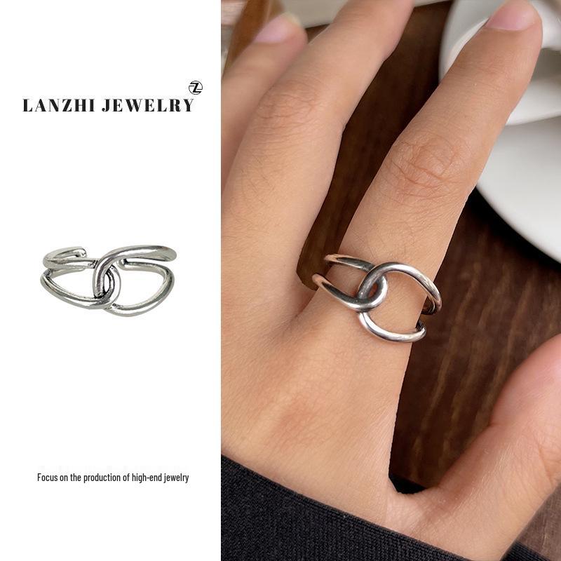Тайское серебро Женское наборное кольцо - Серебро 925 пробы, Нишевый дизайн, Простые и универсальные украшения