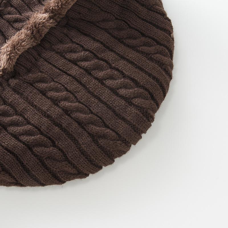 Женский зимний плюшевый вязаный пуловер, цельный шарф из жареного теста, шерстяные шапки с ушками