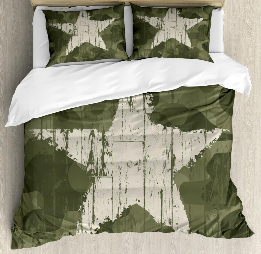 Камуфляжный комплект пододеяльника, Камуфляжная концепция Маскировка Уловка Скрытность Сила Униформа Паттерн Мода, Набор постельного белья из 3 предметов