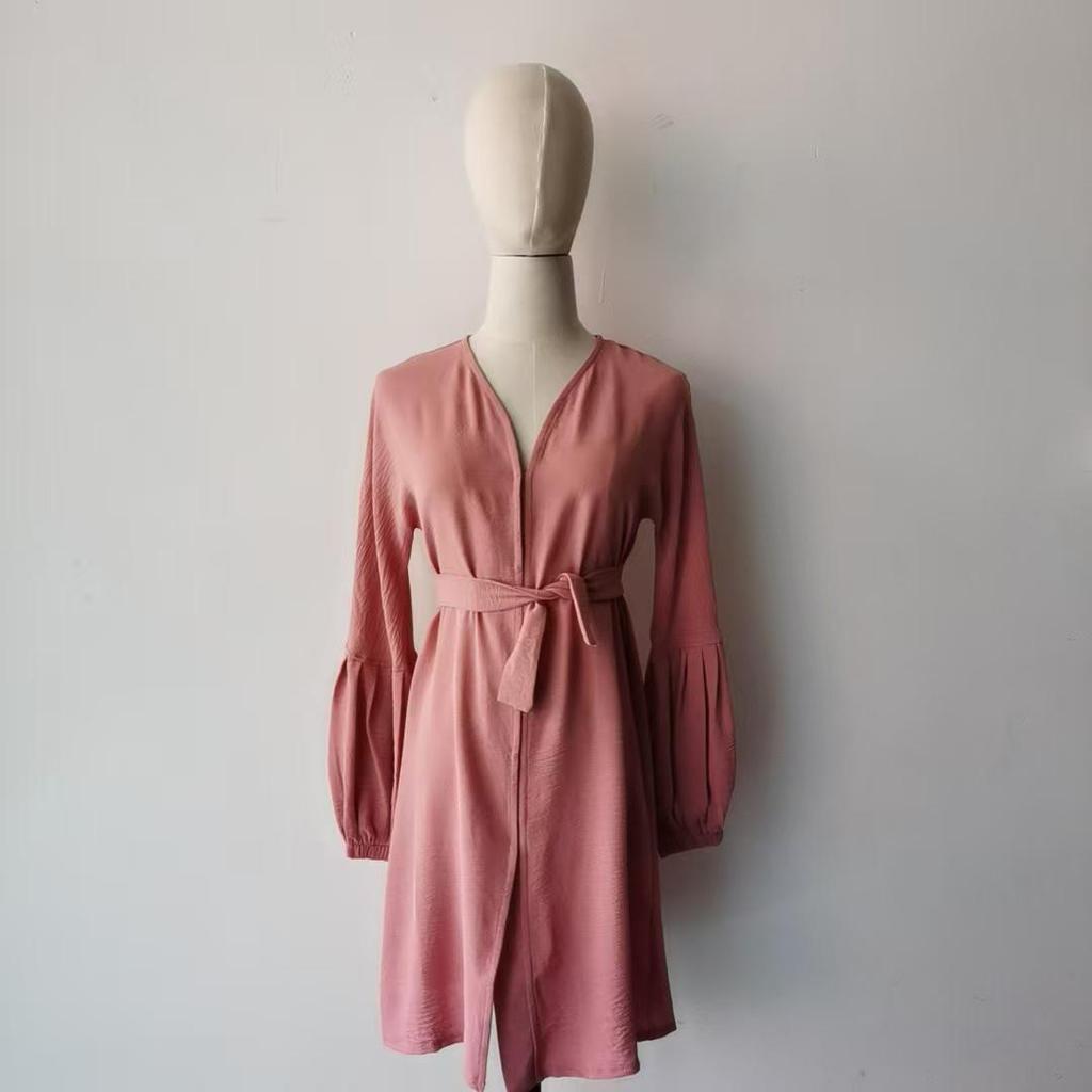 Кардиганное платье для девочек Yiduo Duo с волнистыми рукавами-фонариками - Плиссированный халат YT1023#