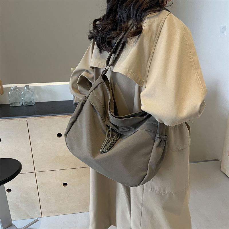 Large Capacity Women's Tote Bag Solid Color Shoulder Crossbody Bag Dumpling Bag