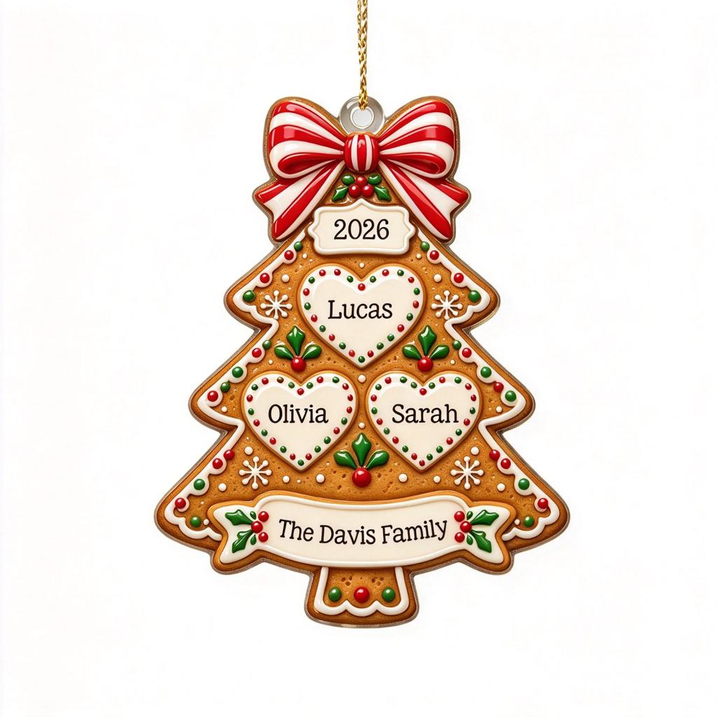 Personalized Christmas Tree Ornament with Custom Family Member, Double-Sided Acrylic Holiday Keepsake Decoration Gift
