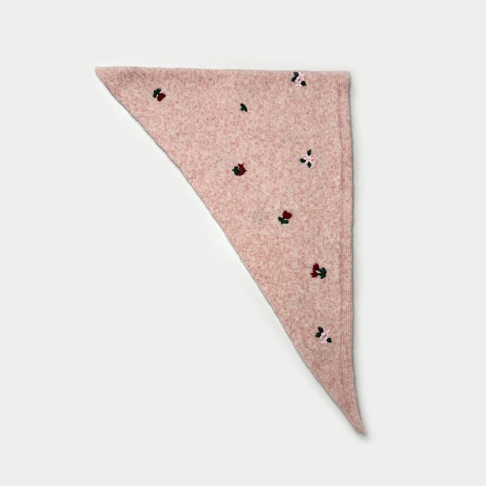 Embroidery Embroidered Triangle Scarf Rose Flower Wool Blend Headscarf Turban Clothing Accessories