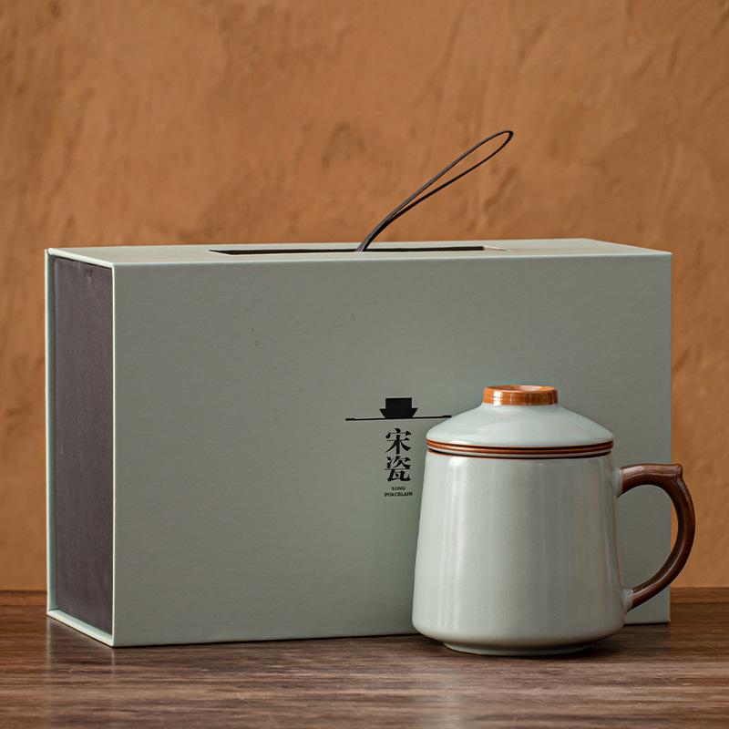 Ru kiln tea cup tea separation mug ceramic cup anniversary gift practical small gift