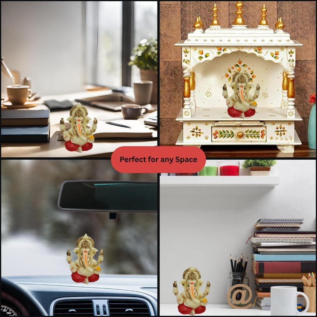Hand Ganesha with Mukut for Home Decor Idol Ganesha Murti Ganpati Idol for Car Dashboard Puja Lord Ganesh Statue