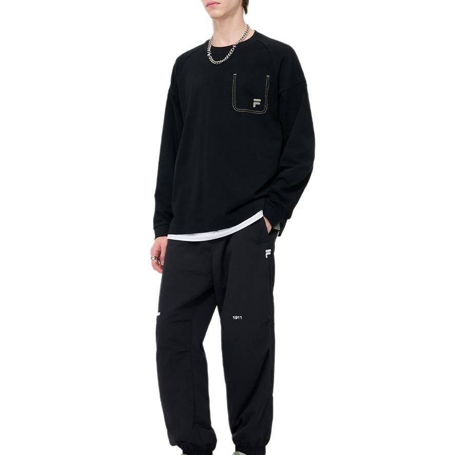 Fila Fusion Очень удобные свободные тканые повседневные брюки мужские черные T11M435802FBK