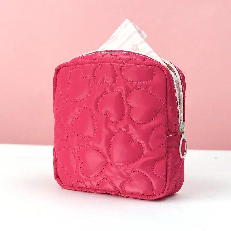 Pu Glossy Candy Color Waterproof Cosmetic Bag Makeup Pouch Lipstick Earphone Storage Bag Women Sanitary Napkin Pads Organizer