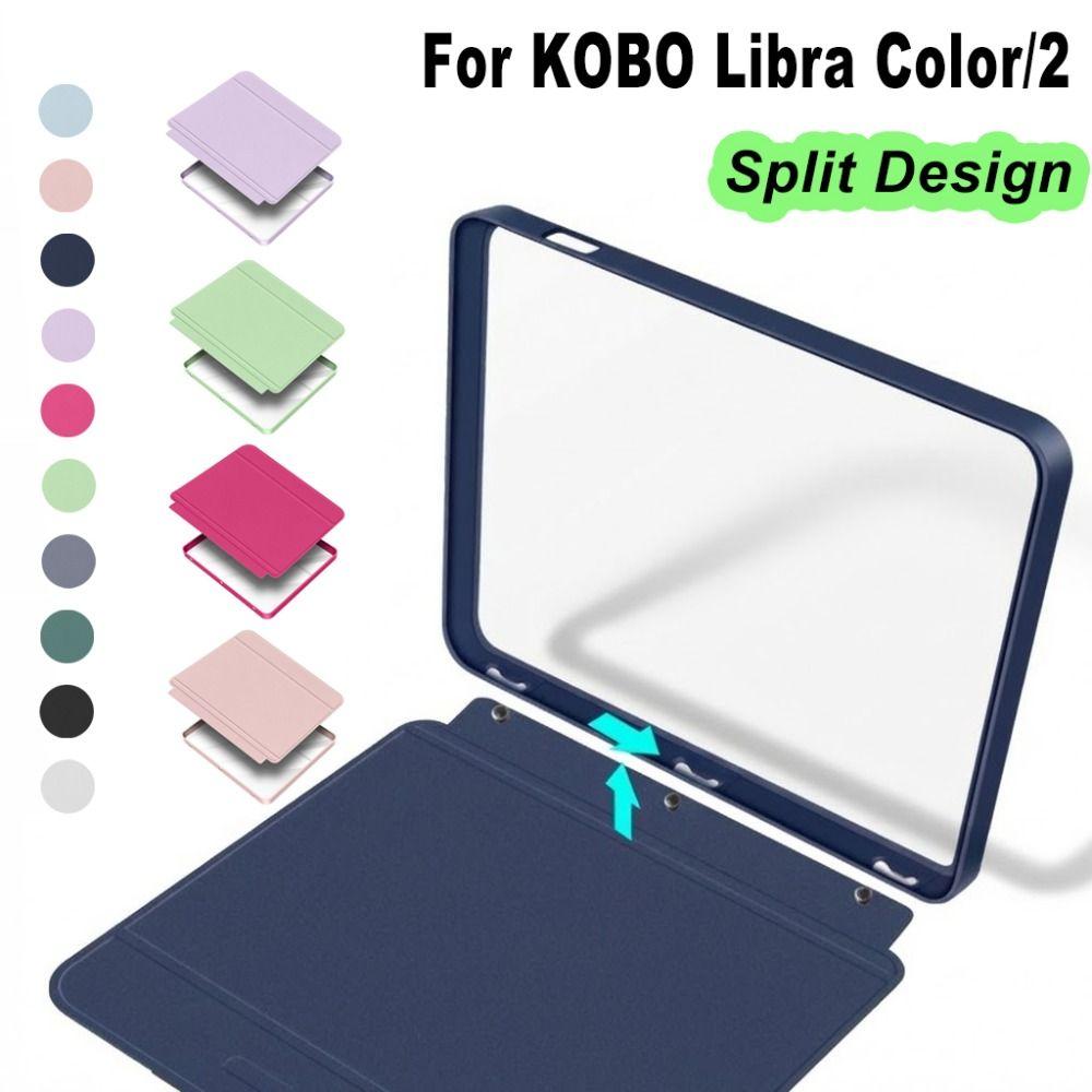 Split Design Case Auto Wake/Sleep Funda e-Reader Cover for KOBO Libra Color/2 7 inch N428 N418