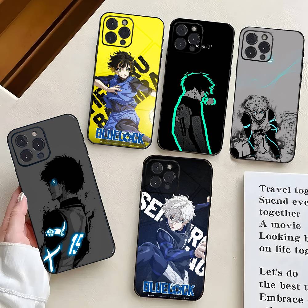 Аниме B-Blue Lock Для IPhone 17 Air 16 15 14 13 12 11 Pro Черный Мягкий Чехол для Телефона