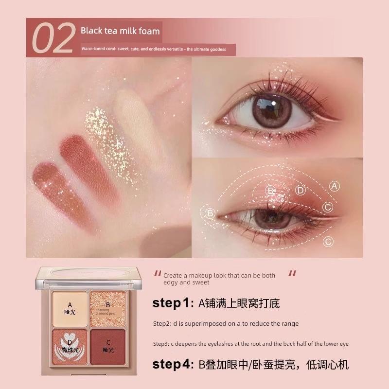 Kazilan Four-Color Eyeshadow Palette Earth Tones Multi-Color Ins Affordable Daily Light Makeup 2026 New Model Genuine Official Women's