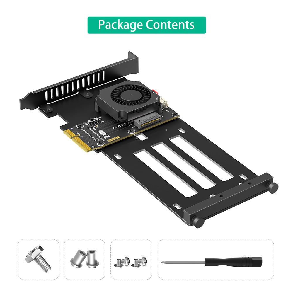 Адаптерная карта PCIe 5.0 X4 на E1.S/E3.S EDSFF SSD с вентилятором