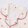 Новый европейский и американский женский пижамный комплект вишневый принт отложной воротник короткий рукав шорты европейская и американская одежда для отдыха