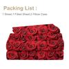 4-Piece Bed Sheet Set Of Full Rose, Including 1 Flat Bed Sheet, 1 Extra-Large Bed Sheet, 2 Pillowcases (Romantic, Anniversary)