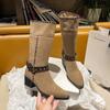Fashion 2025 Fall/Winter New Retro Block Heel Pointed Toe Mid-Tube Boots Fashion Boots