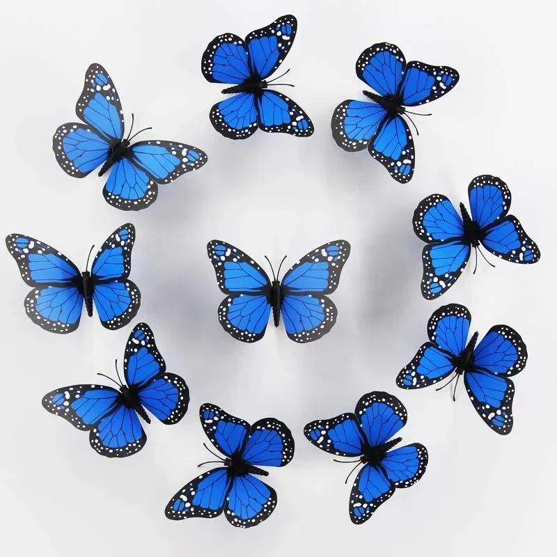 New 10Pcs 4.72 In Monarch Butterfly Decoration Stickers Fake Butterflies for Crafts Artificial Wall 3D Home Decor LS