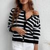 Women's Autumn And Winter Button Striped Knitted Cardigan Long Sleeve Sweater