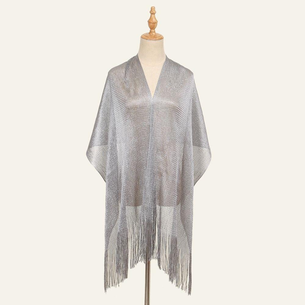 Платья с кисточками, шали, золотые, серебряные летние пляжные шарфы из пашмины для женщин