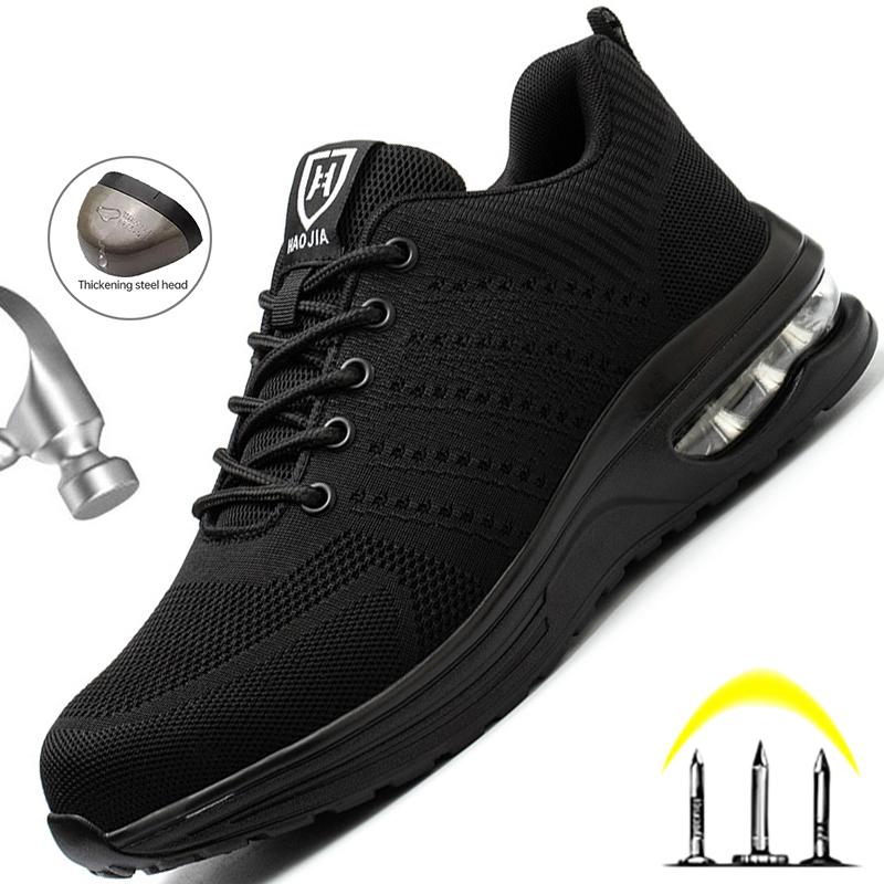 2023 Air Cushion Safety Shoes Men Women Sneakers Steel Toe Shoes Puncture-Proof Sport Work Shoes Construction Safety Boots
