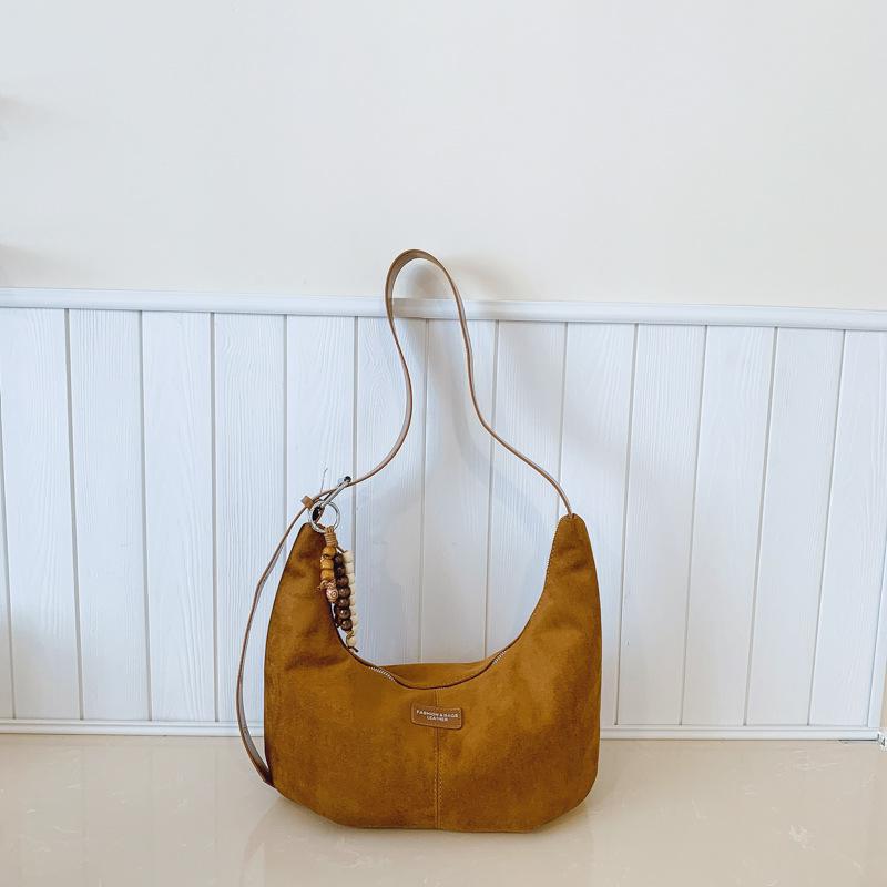 Замшевая сумка женская большой вместимости 2025 новая осенне-зимняя повседневная ретро на плечо сумка-мессенджер для поездок на работу сумка-пельмень