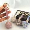 Key Ring Car FashionCharm Ball Strap Leather Rhinestone Crysta Pendant Keychain