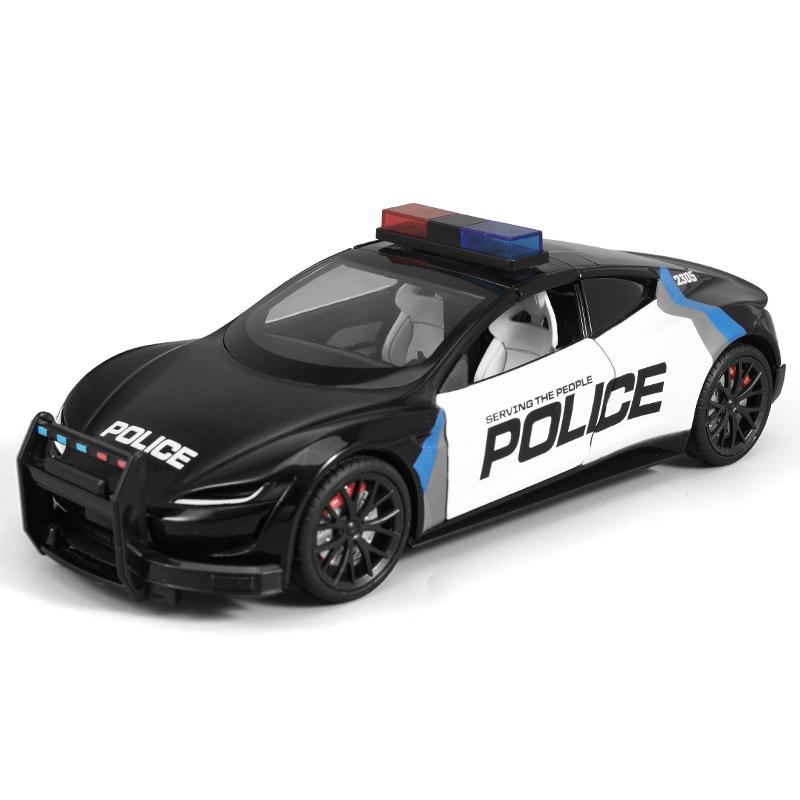 1/24 Scale Police Roadster Model Y Model 3 Cybertruck Model X Model S Diecast Metal Alloy Model Car Children's Toy Car Gift for Friend
