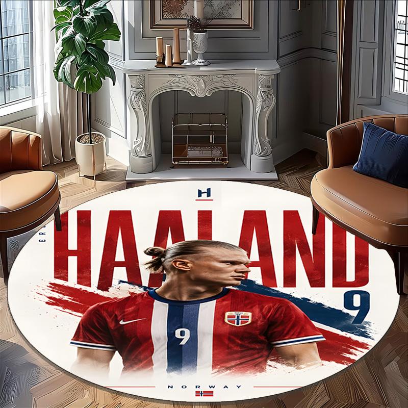 1pc Haaland1 Carpet, Round Rug, Comfortable, Suitable for Entryways, Living Rooms, Office, And Bedrooms, Christmas Decoration